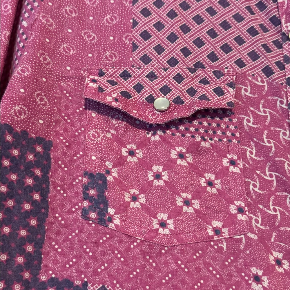 Roxy Patchwork Pearl Snap Down Blouse Womens Xl P… - image 7